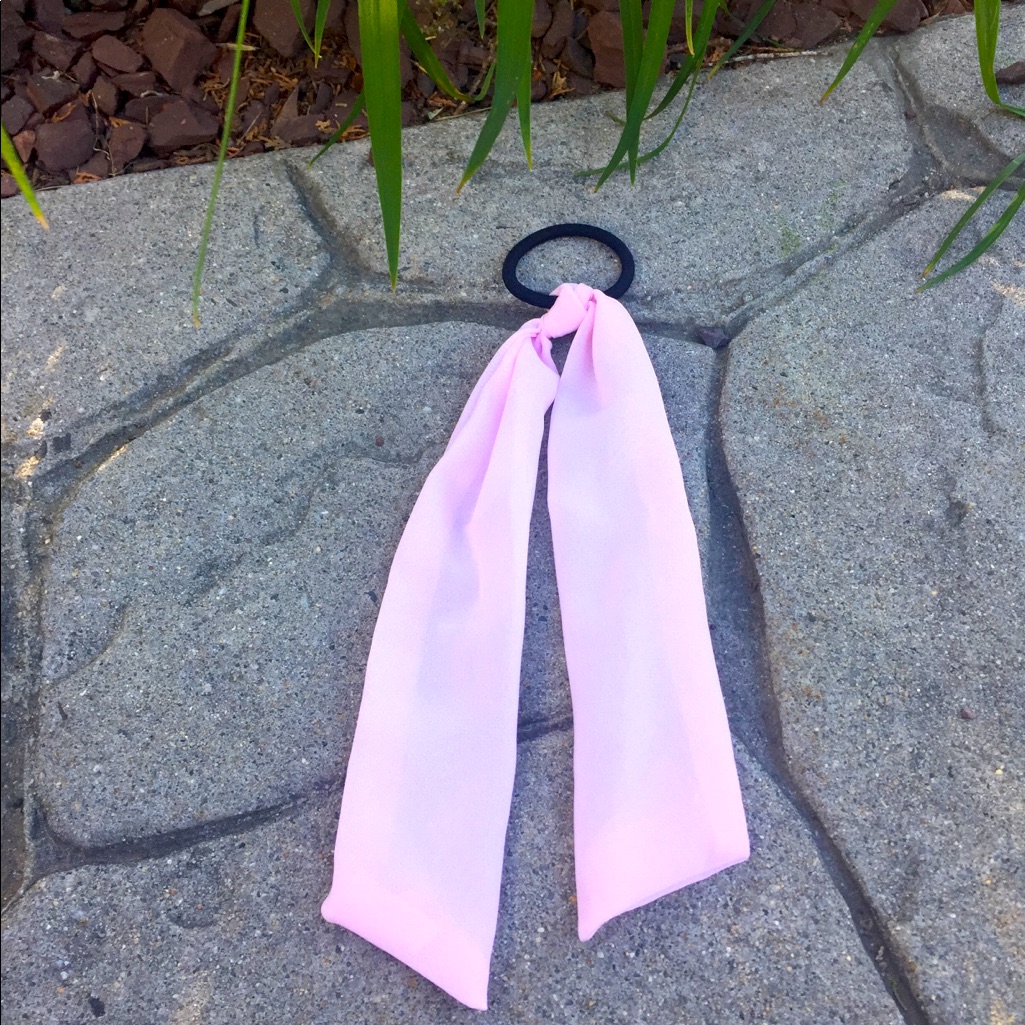 Baby Pink Sheer Hair Tie With Tails